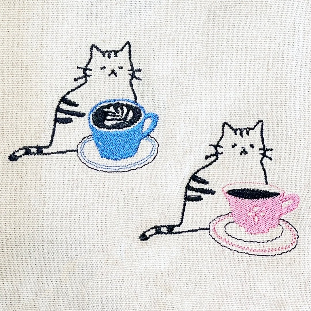【加购刺绣】拿铁猫/咖啡猫 | 公版电绣图案 - 其他 - 绣线 黑色