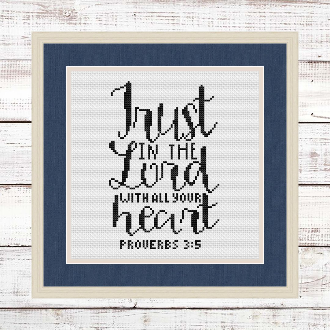 Bible verse cross stitch pattern - Trust in the Lord with all your heart - 手工艺教程/工具书 - 其他材质 