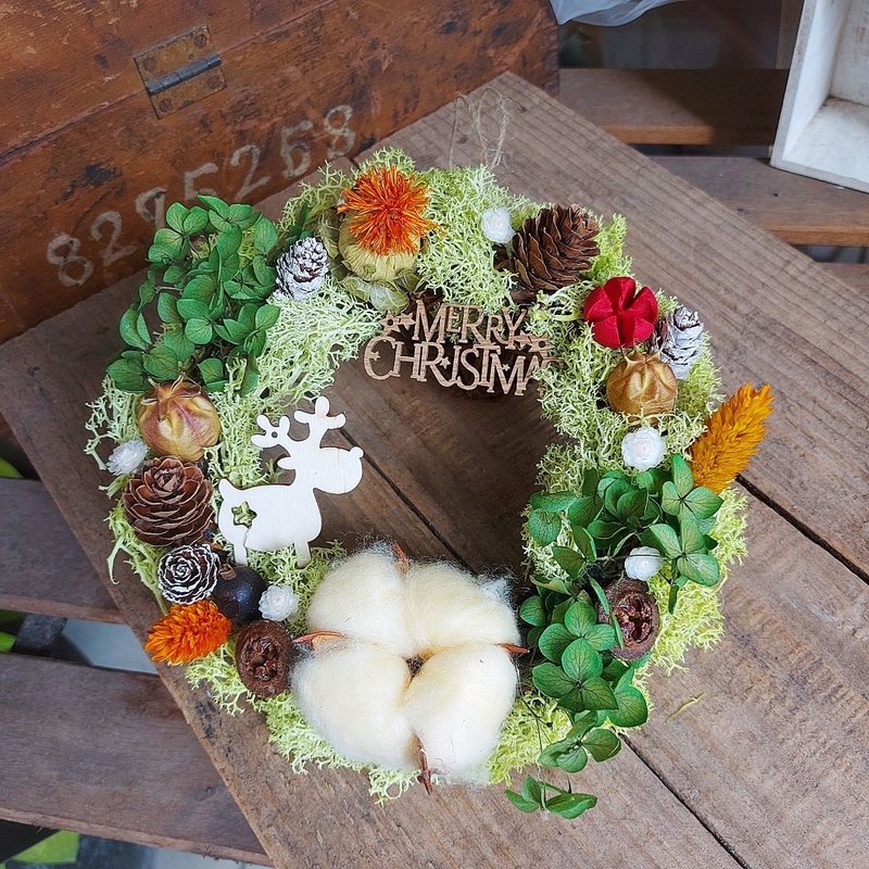 Hello Green W017绿野苔草花圈 圣诞装饰 花环 干燥花 2023花圈 - 干燥花/捧花 - 植物．花 多色
