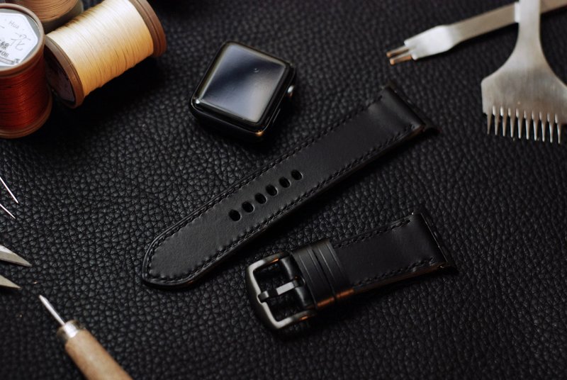【欢庆周年庆】【超划算】 applewatch真皮手缝表带-黑 - 表带 - 真皮 黑色