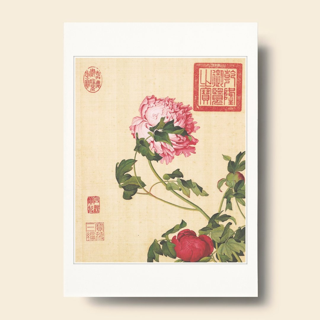 【B4 艺术画卡・B4 Poster】郎世宁・仙萼长春 牡丹 - 海报/装饰画/版画 - 纸 卡其色