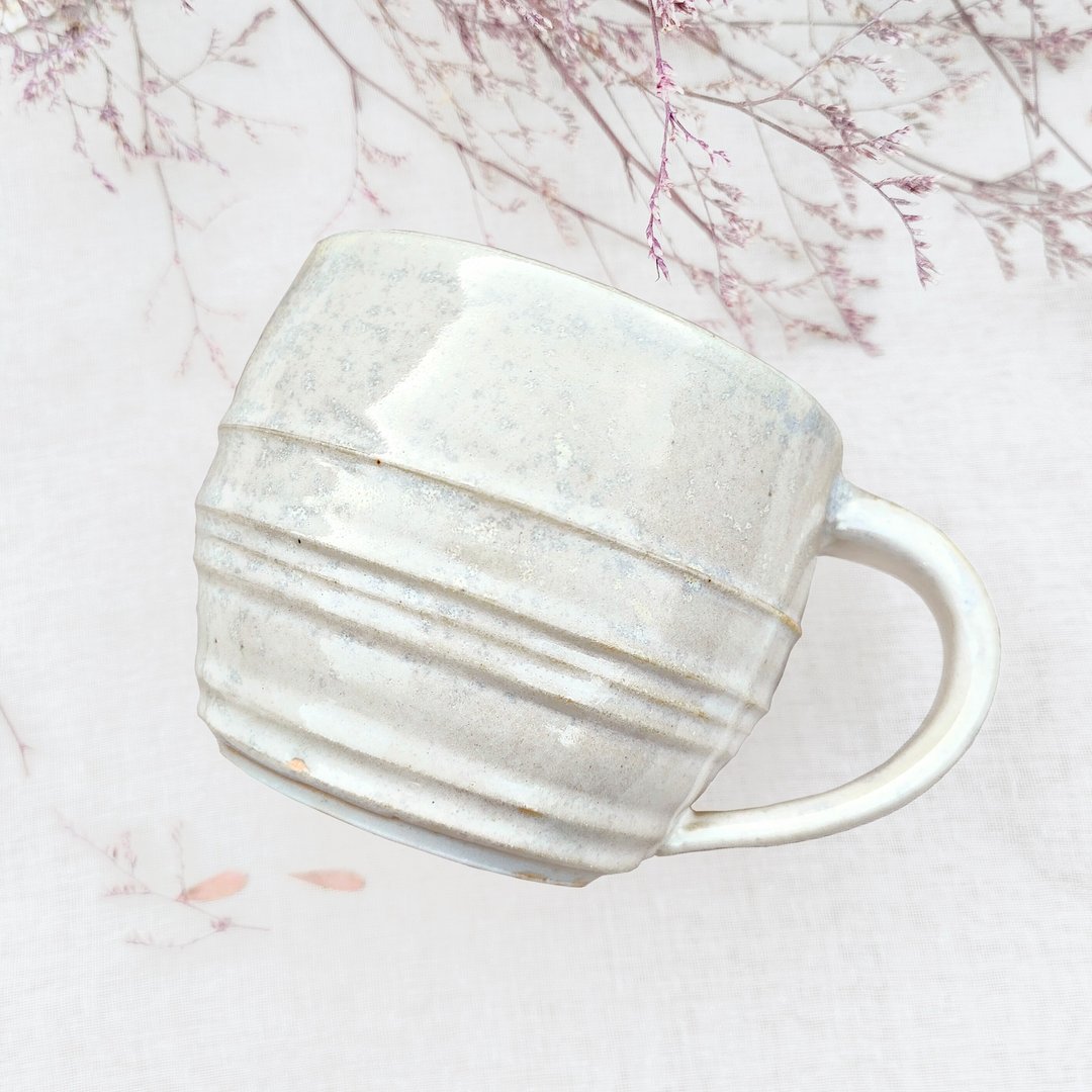 乳白色结晶,手作陶器马克杯400ml - 其他杯子 - 瓷 白色