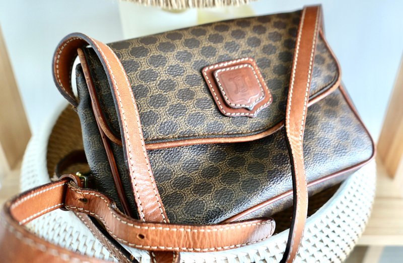 Celine赛琳中古老花背包/古董包 - 侧背包/斜挎包 - 其他材质 咖啡色