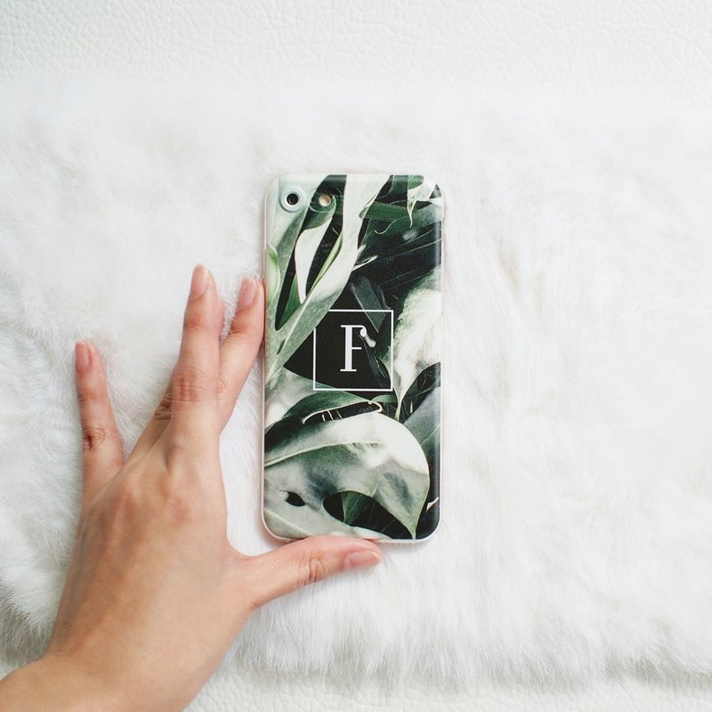 天南星龟背竹 - 定制化礼物- 防摔透明软壳- iPhone系列, Samsung - 手机壳/手机套 - 塑料 绿色