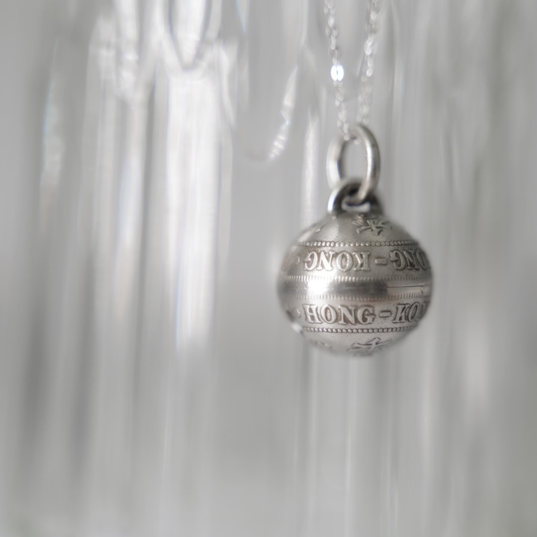 香港银色伍毫硬币 圆铃颈链 - 项链 - 铜/黄铜 银色