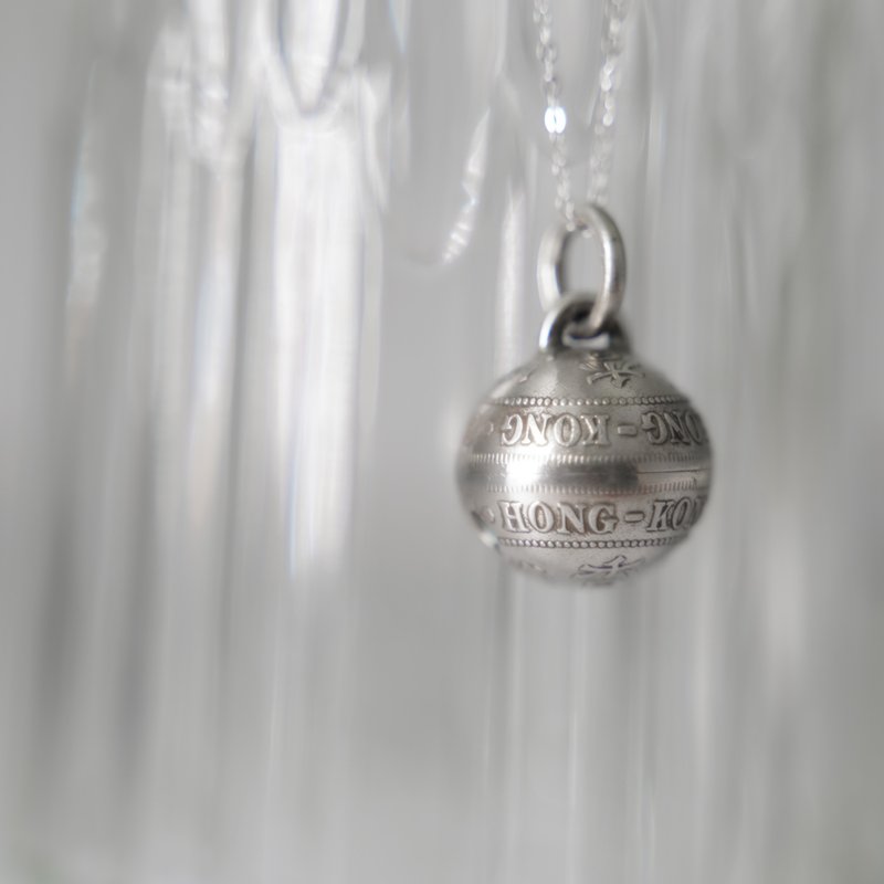 香港银色伍毫硬币 圆铃颈链 - 项链 - 铜/黄铜 银色