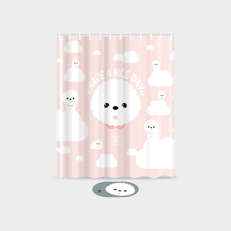 浴帘 - 比熊犬图案 - 其他家具 - 尼龙 白色