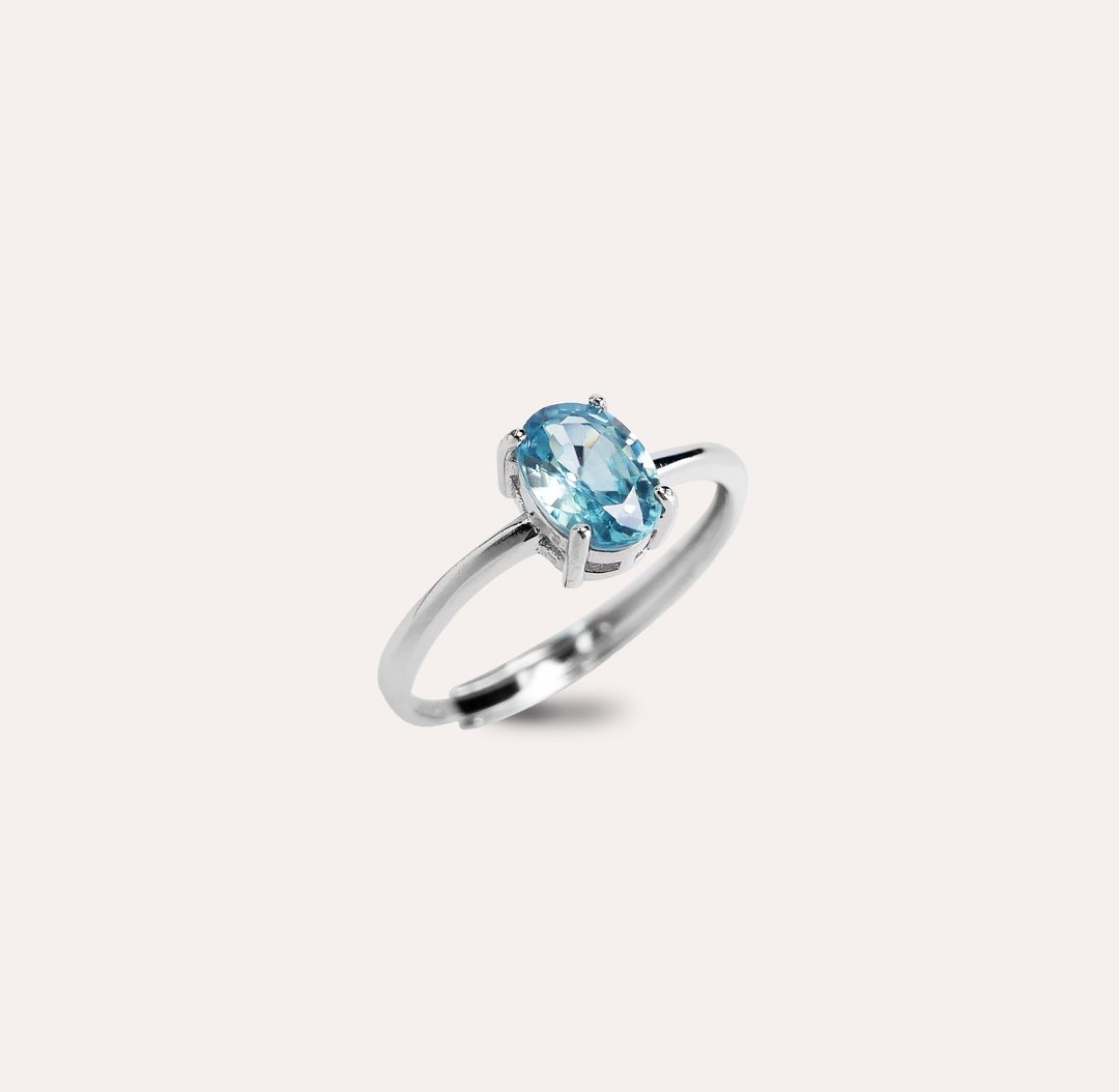 安珠 风信子 蓝色 椭圆 5*7mm 戒指 经典系列 Oval 宝石银饰 AND - 戒指 - 银 蓝色
