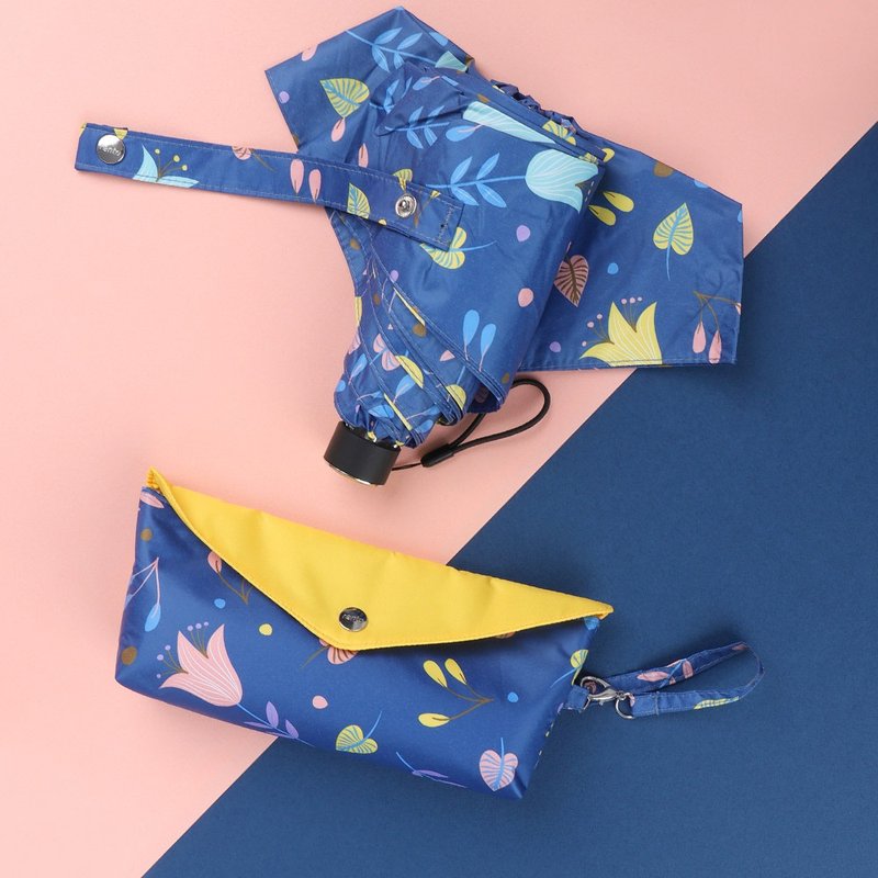 【rento】 MINI不锈钢黑胶晴雨伞-草叶集 (蓝) - 雨伞/雨衣 - 防水材质 蓝色