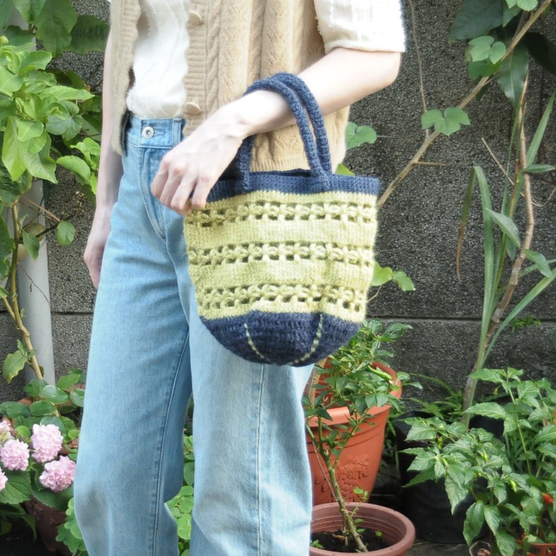 奇异果麻绳小编织袋/手提袋/便当袋/外出小袋 - 手提包/手提袋 - 棉．麻 多色