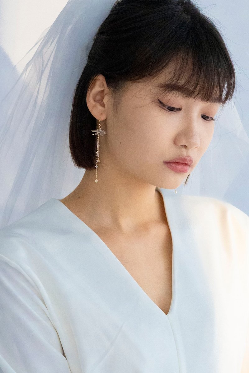 【诗歌】-诗笺 - 耳环/耳夹 - 树脂 蓝色