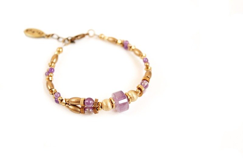 【UNA-优娜手作】罗曼菲 黄铜手链 定制化 天然宝石 - 手链/手环 - 其他金属 多色