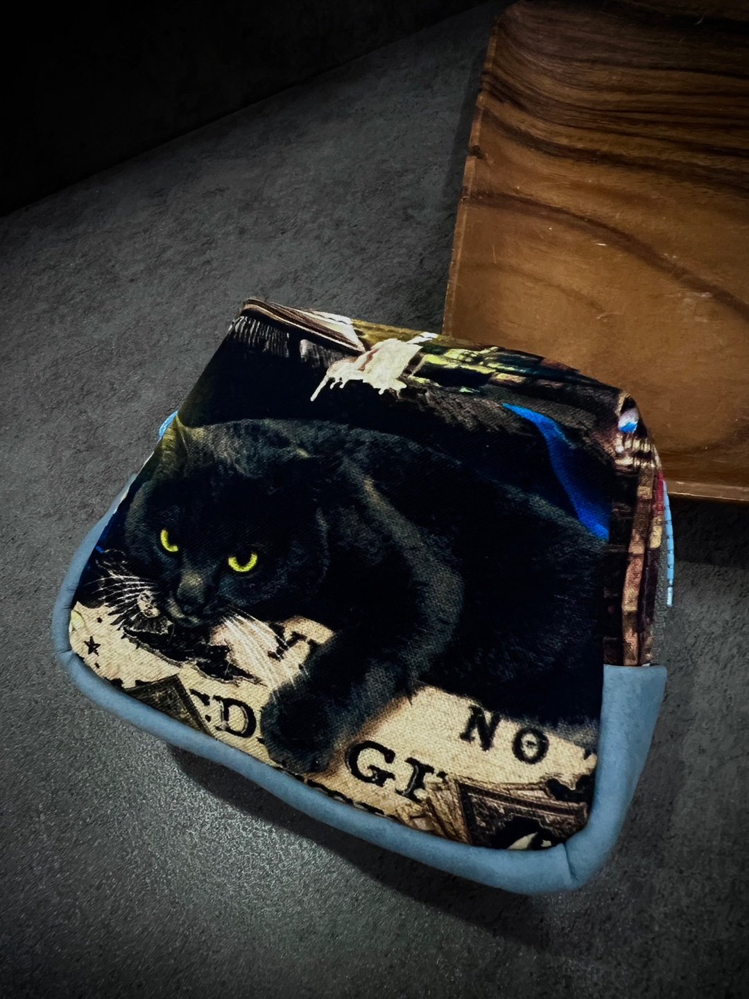 Miranda Handmade 小方包-暗黑黑猫 - 零钱包 - 棉 黑色