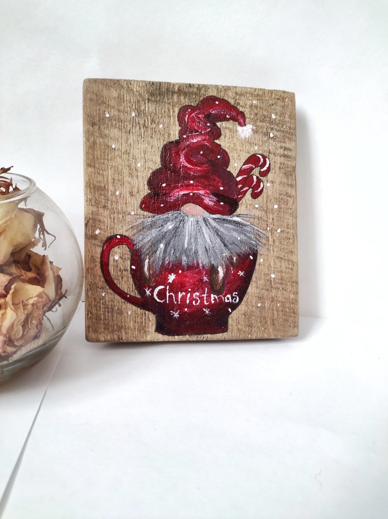 欢迎雪花侏儒甜蜜侏儒瑞典侏儒冬季门廊标志 - 海报/装饰画/版画 - 木头 红色