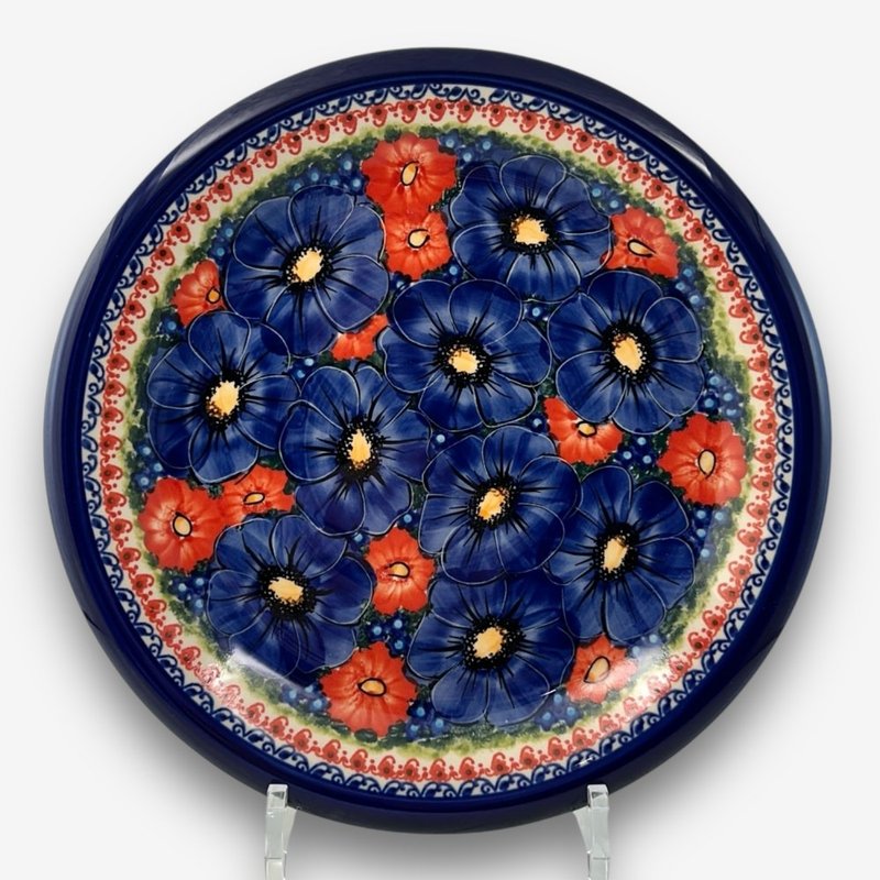 波兰手绘手工陶-圆盘 大盘 26cm 赤蓝芳华系列 - 盘子/餐盘/盘架 - 陶 多色