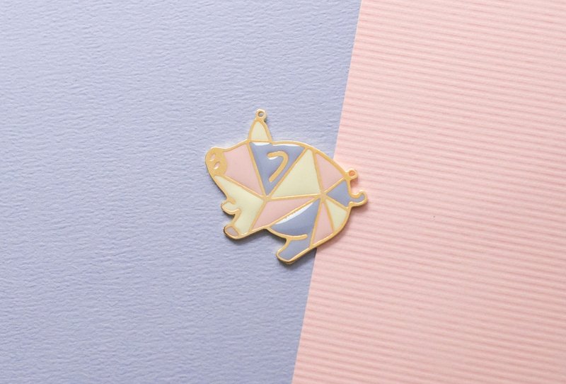 十二生肖 猪 东方文化  ///   长项链 - 长链 - 珐琅 