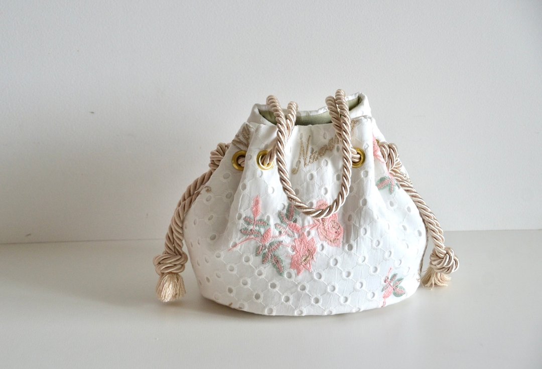 【限量臻品】 荷兰制 棉质全蕾丝 两用Marine Bag 白色 x 玫瑰粉 - 手提包/手提袋 - 棉．麻 白色