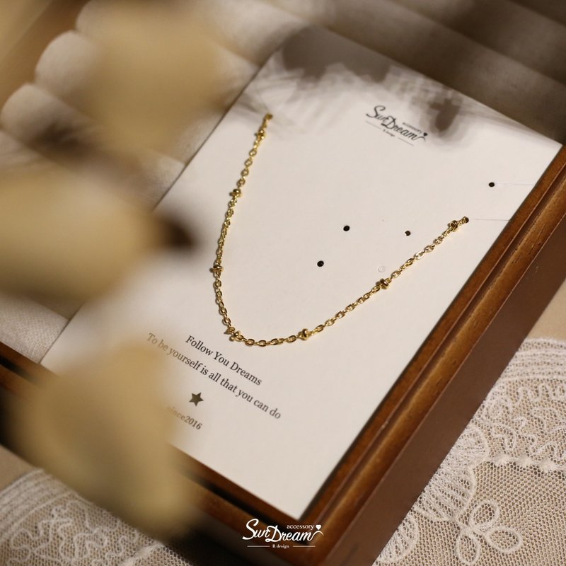 经典优雅豆豆项链 锁骨链 素链 - 项链 - 铜/黄铜 橘色