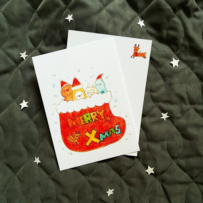 袜袜里面是谁－黄蕉星的圣诞卡 明信片 - 卡片/明信片 - 纸 多色