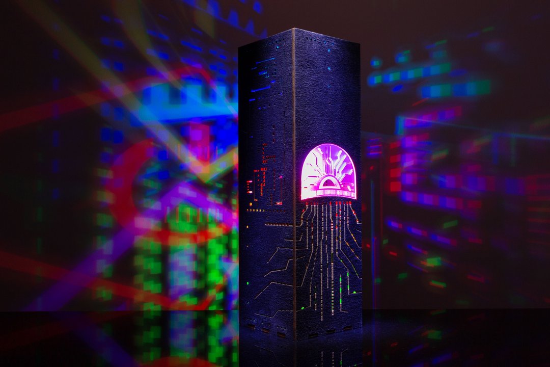 赛博水母 LED 台灯 - RGB 科幻风桌灯 - 灯具/灯饰 - 木头 黑色