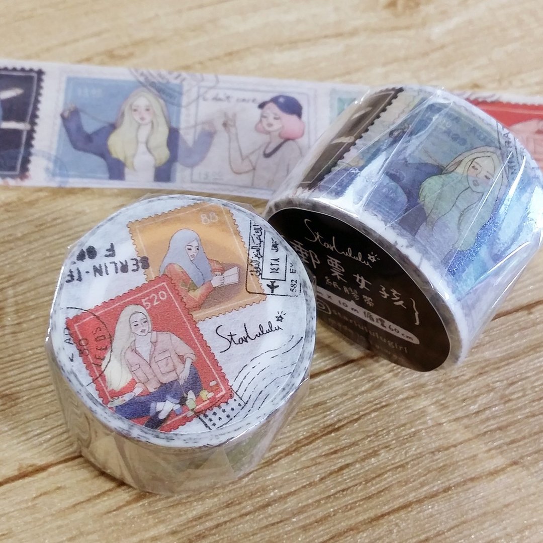 3cm 纸胶带 / 邮票女孩 - 纸胶带 - 纸 