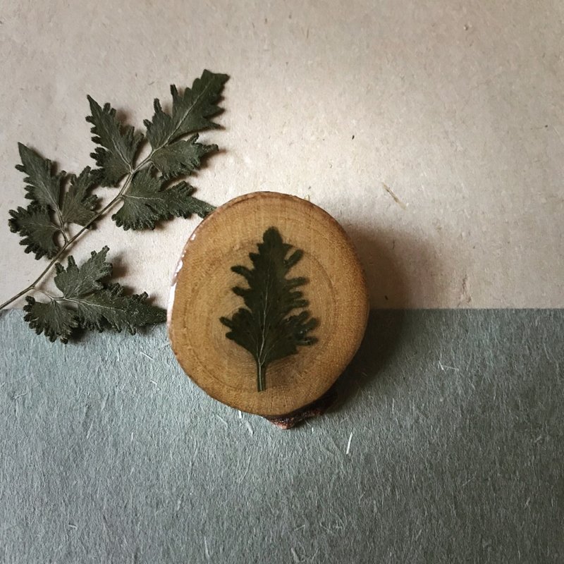 干花滴胶别针/胸针 - 胸针 - 木头 咖啡色