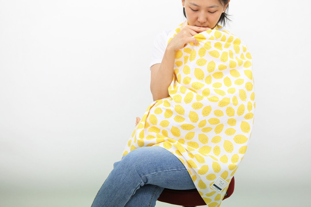 多功能哺乳巾 韩国Kangaruru袋鼠宝宝【柠檬甜心】附专属收纳袋 - 哺乳巾 - 棉 黄色