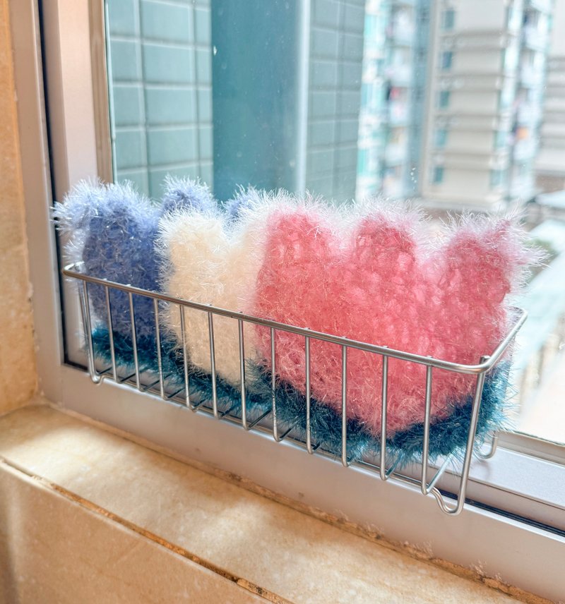 钩织郁金香洗碗布 3色 全人手制造 韩国材质 家居小物 菜瓜布 - 摆饰 - 其他材质 粉红色