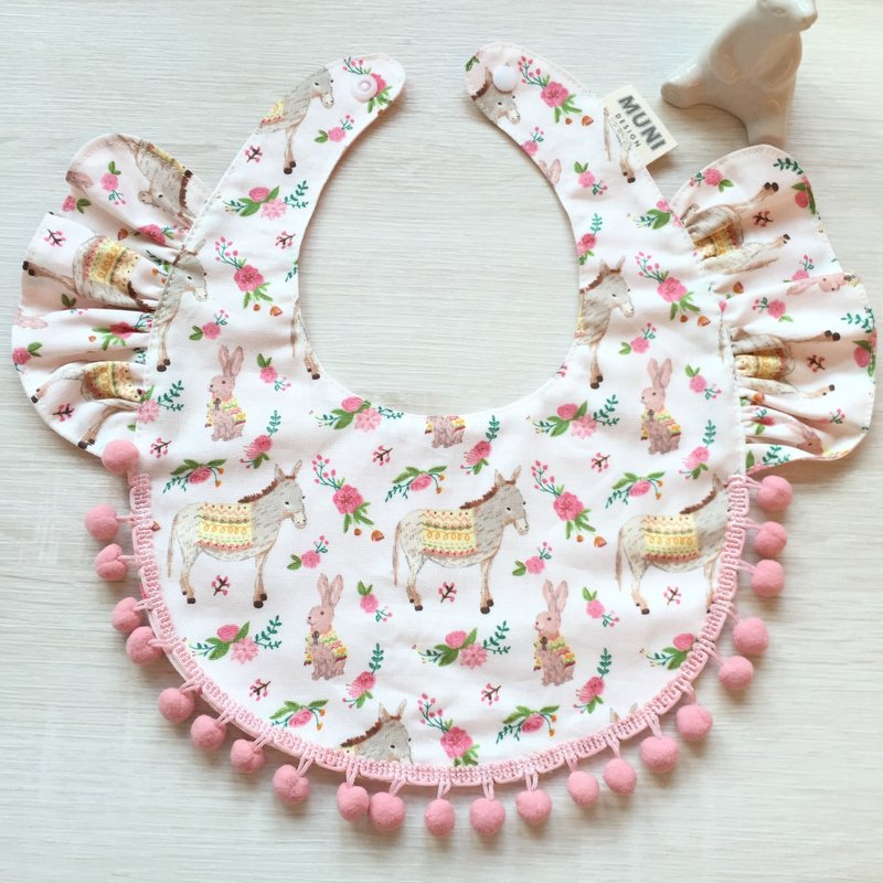 荷叶围兜(兔子与驴) - 围嘴/口水巾 - 棉．麻 