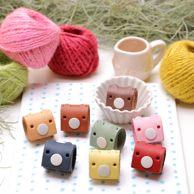 许愿区 冰淇淋Tinny 真皮手工集线器(二入) - 卷线器/电线收纳 - 真皮 多色