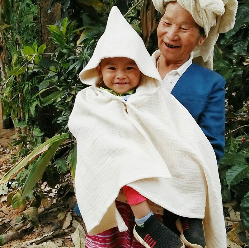 3-way Gauze Hooded Bath Towel/ Natural Dyed/ Newborn/ Baby Shower Gift/ Cotton - 满月礼盒 - 棉．麻 白色