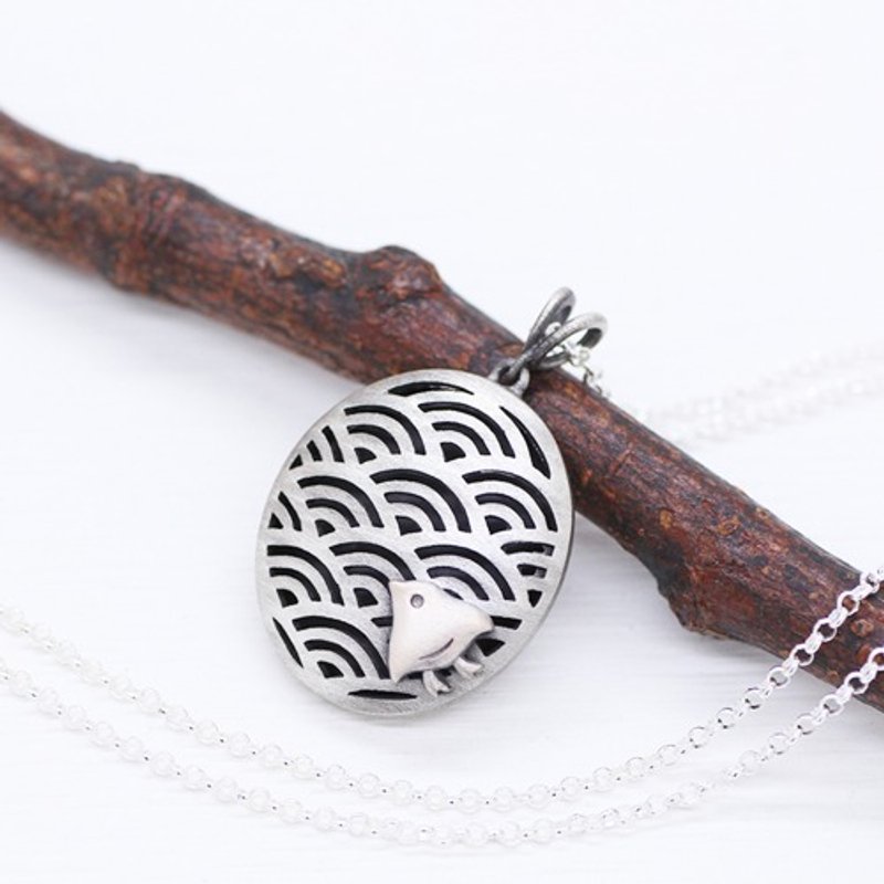 波に千鸟 纯银坠饰 / 925 纯银 - 项链 - 纯银 银色