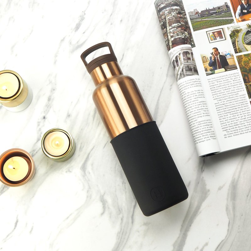 美国HYDY时尚保温水瓶, CinCin Deco系列-午夜黑-古铜金 - 590ml - 水瓶/水壶 - 其他金属 金色