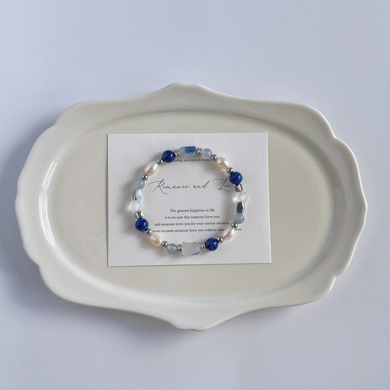 永宣蓝韵丨青金石+蓝线石丨沟通创意 积极自信丨定制化水晶手链 - 手链/手环 - 水晶 蓝色