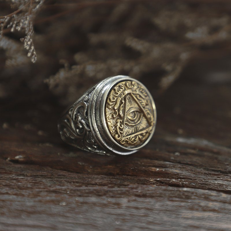 发光哥特式圆形戒指925纯银 - 戒指 - 其他金属 银色