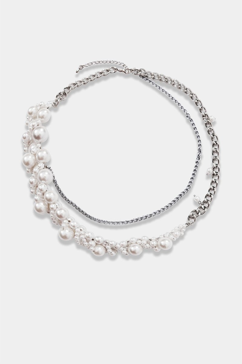 SEANNUNG 层次编织珍珠项链 - 项链 - 珍珠 白色