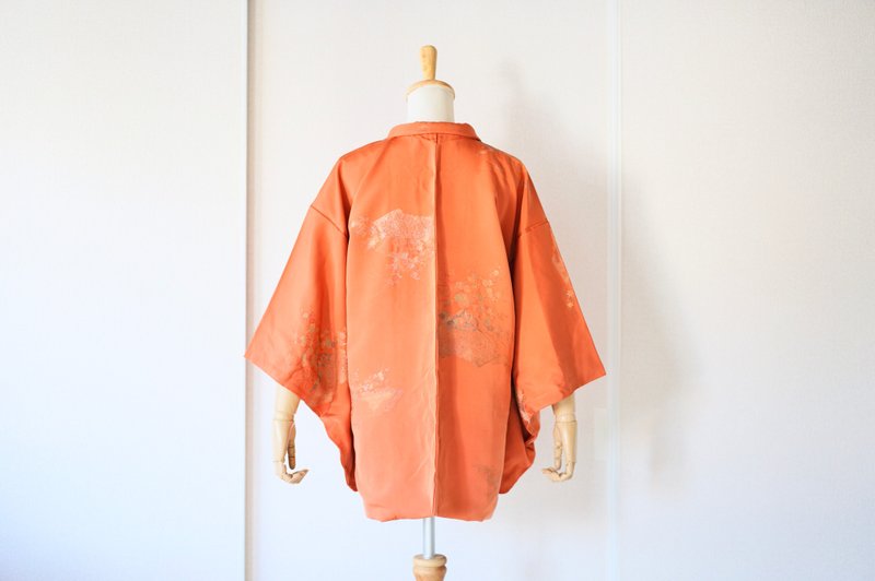 Vintage kimono jacket, Haori, Japanese Kimono /4401 - 女装休闲/机能外套 - 丝．绢 橘色