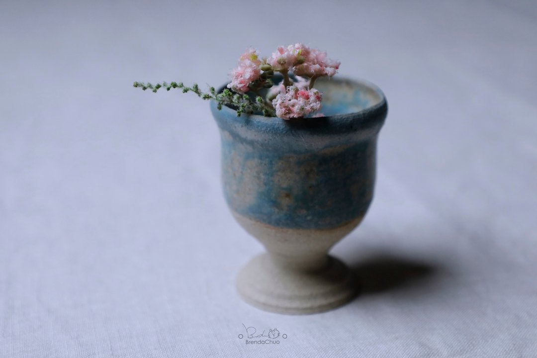 春郎陶-海洋蓝高脚花器 - 花瓶/陶器 - 陶 