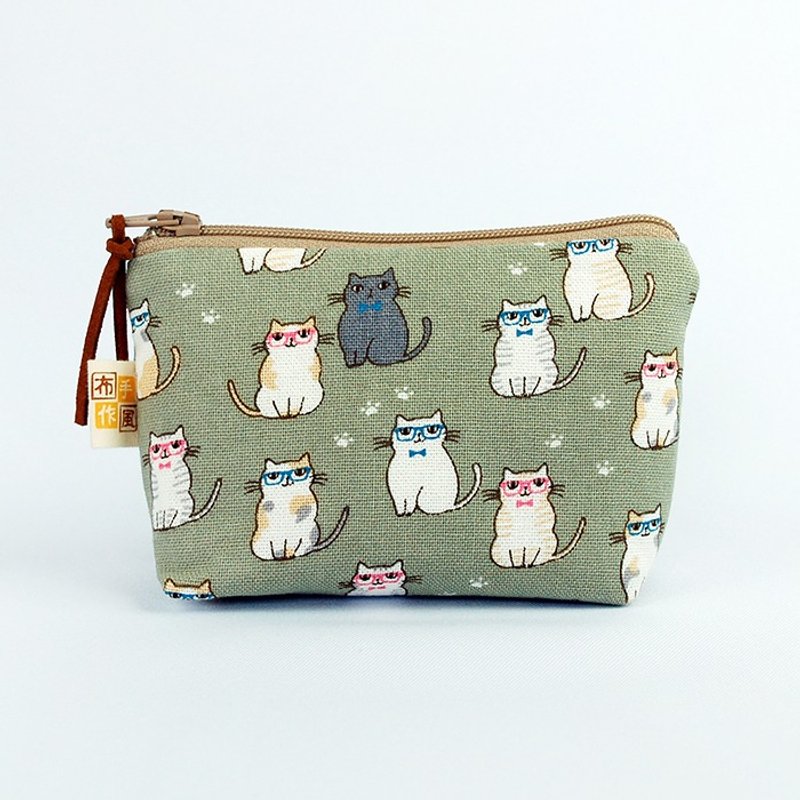 眼镜猫咪 零钱包 - 零钱包 - 棉．麻 灰色