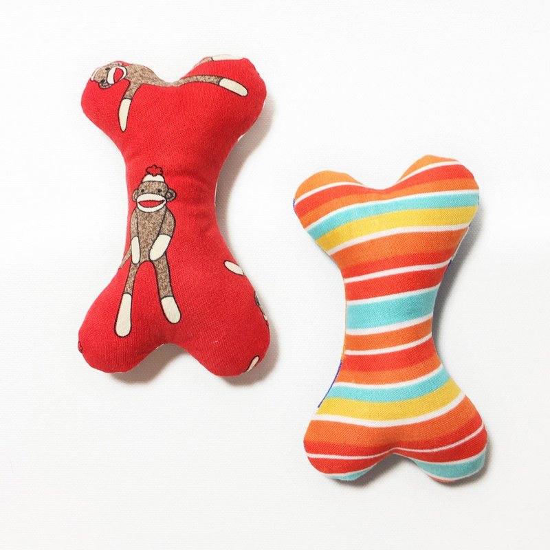 狗玩具- Obi系列/ 补骨头(条纹猴子) - 玩具 - 棉．麻 红色