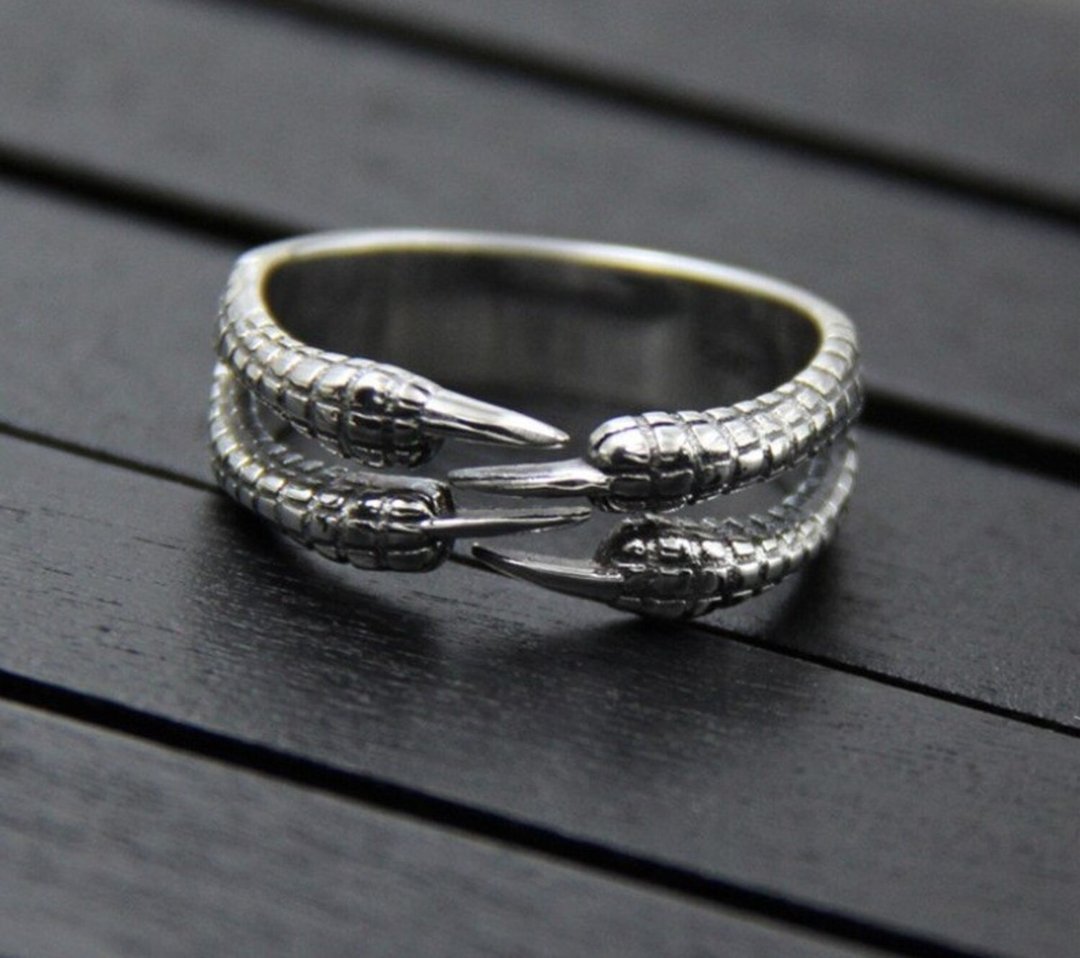 Real S 925 Sterling Silver Men Cool Dragon Claw Rings Exaggerated Vintage Thai - 戒指 - 纯银 银色