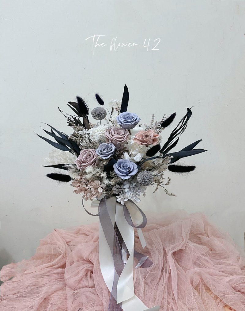 蓝紫色系永生捧花 - 干燥花/捧花 - 植物．花 