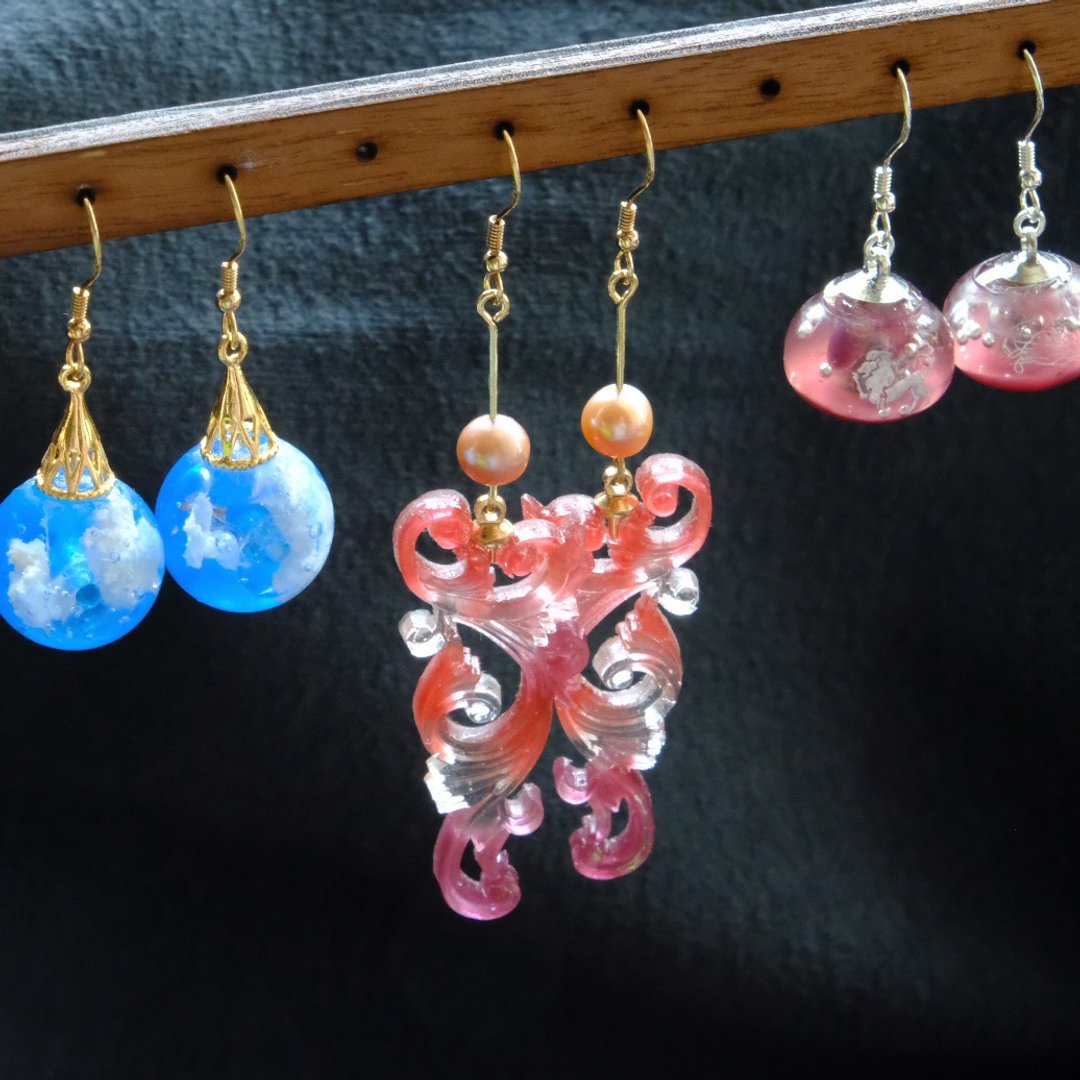 【3つの要素】3 Elements - Silver Earrings by ETPLANT - 耳环/耳夹 - 纯银 透明