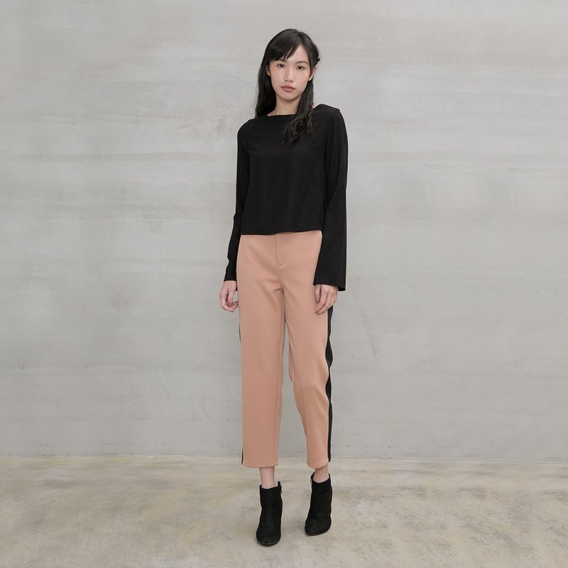 知性优雅撞色修身裤  Intellectual Lady Contrast Trouser P158 - 女装长裤 - 聚酯纤维 粉红色