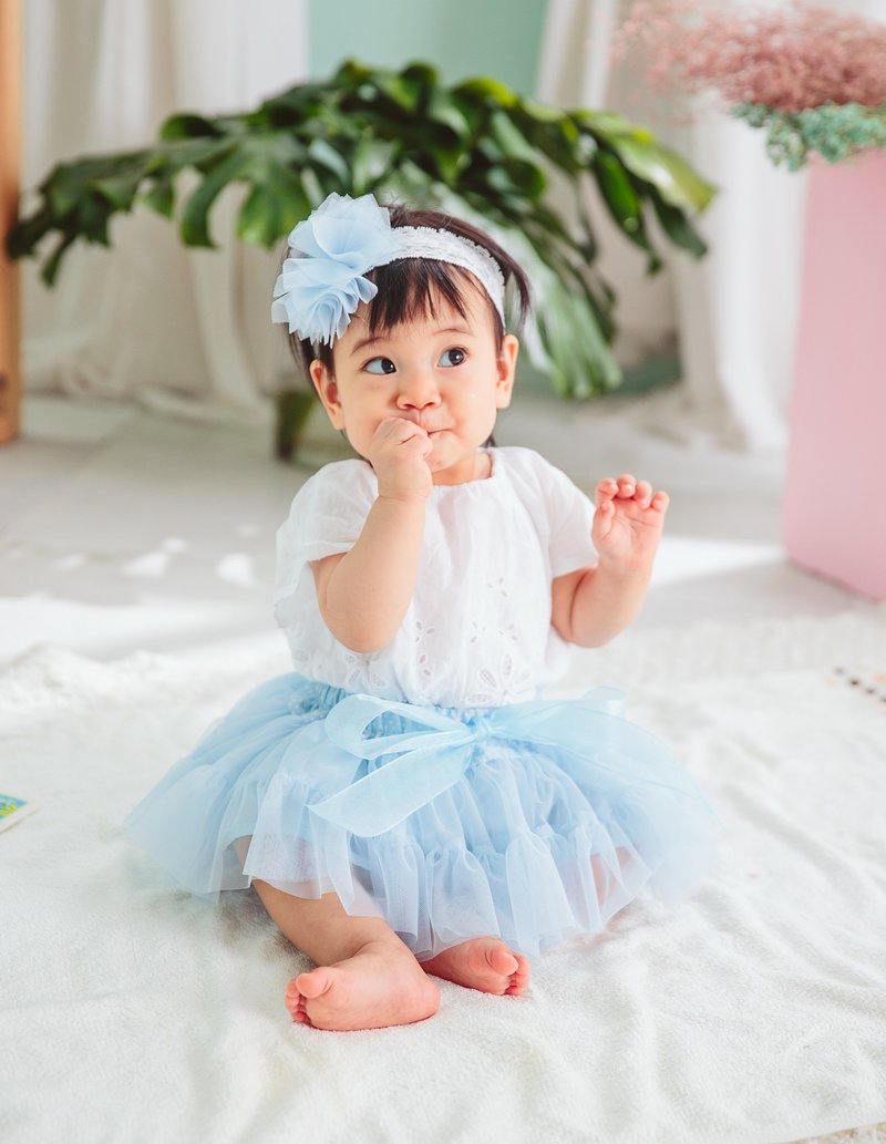 法式手工轻巧款澎澎裙礼盒组 - 多瑙河水蓝 - 其他 - 聚酯纤维 蓝色