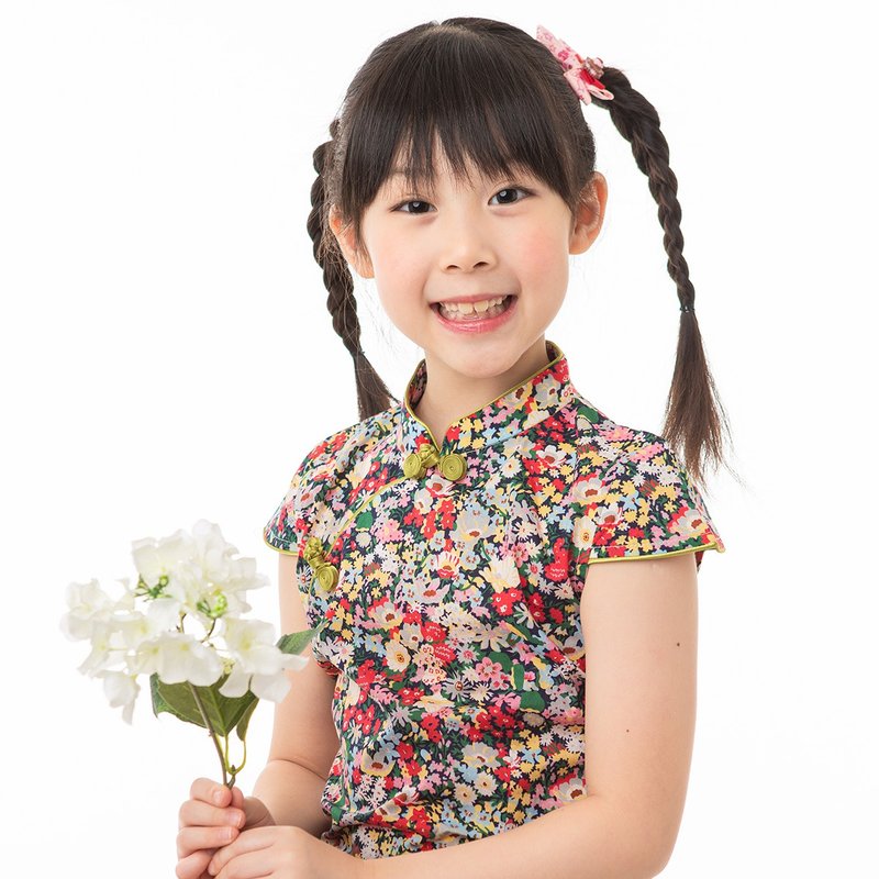 儿童旗袍 古风 四季款 花团锦簇 - 旗袍 - 棉．麻 多色