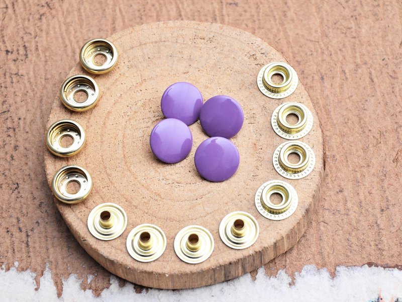 【大跳豆系列—15mm扣面四合扣｜薰衣草 LAVADULA（4入组）】手工皮革 个人化 皮革DIY 皮革工具 四合扣 啪钮 车缝钮 打钮工具 - 皮件 - 真皮 紫色