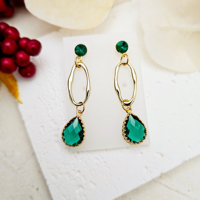 圣诞 星星点点 - 夹式耳环 针式耳环 - 圣诞节 无耳洞 - 耳环/耳夹 - 其他金属 绿色