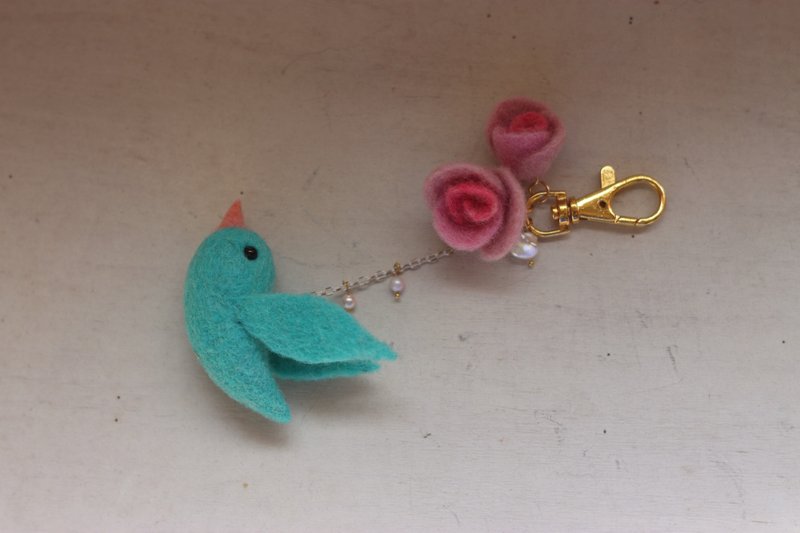 青鸟玫瑰吊饰 湖水蓝 现货款 可直接下标 - 吊饰 - 羊毛 蓝色