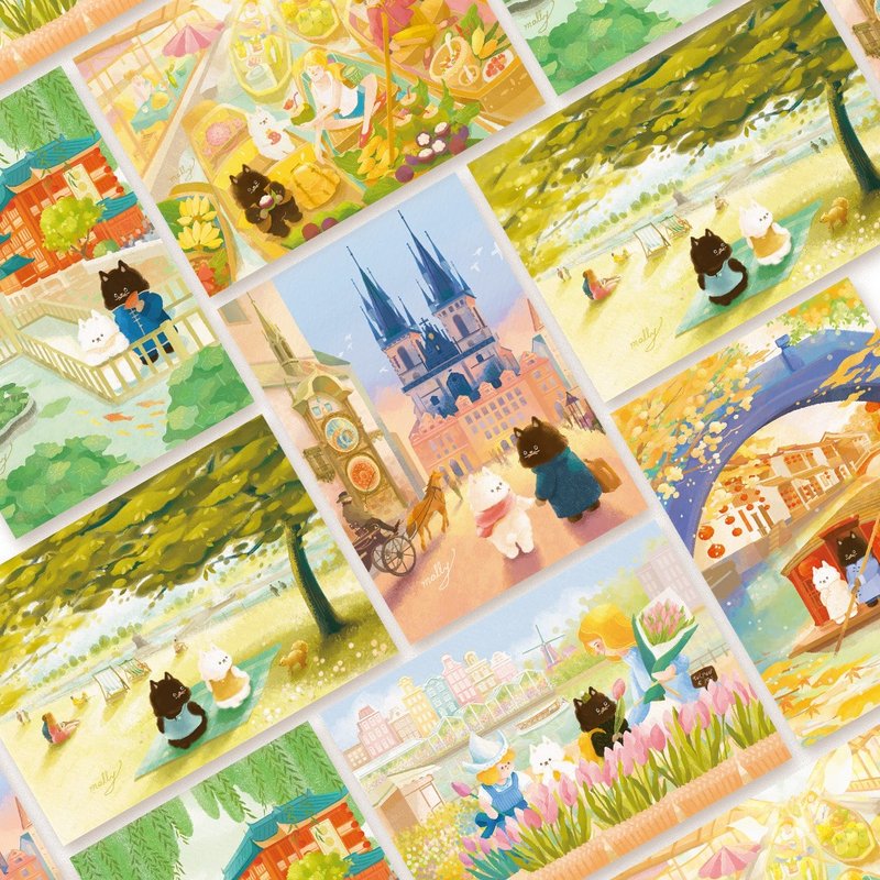 postcard-世界之旅明信片套组 - 卡片/明信片 - 纸 多色